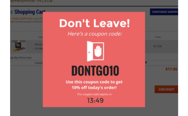 cart abandonment pop-up ads