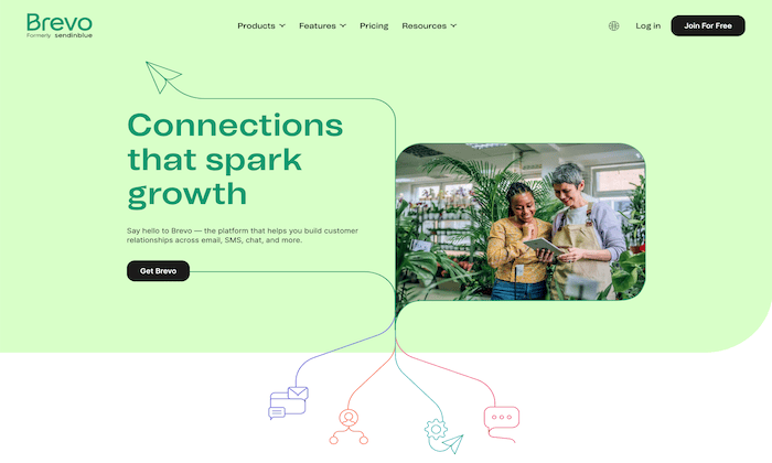 Screenshot of Brevo homepage. 