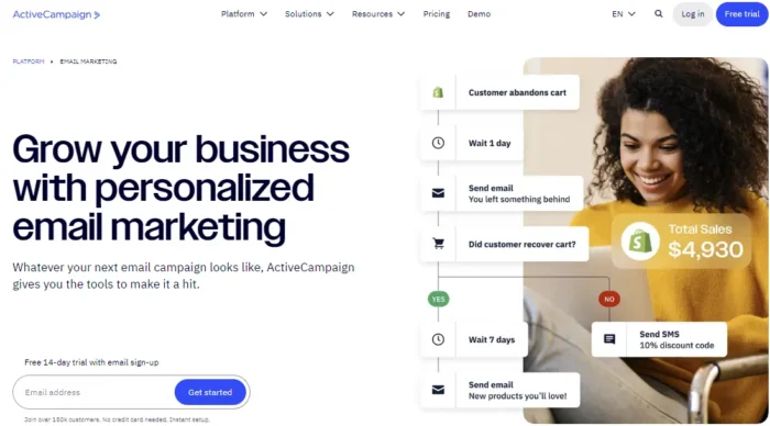 The ActiveCampaign Homepage