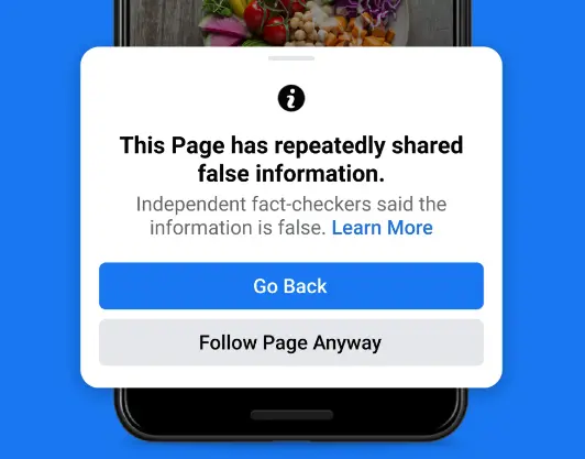 A false information warning from Facebook.