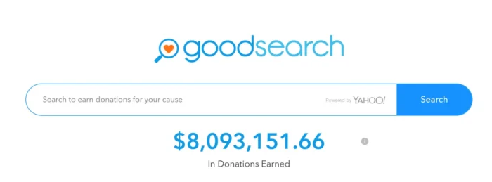 The Goodsearch homepage.