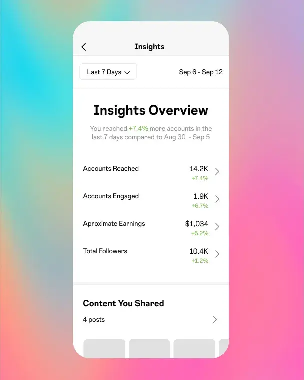 The Instagram Insights overview.