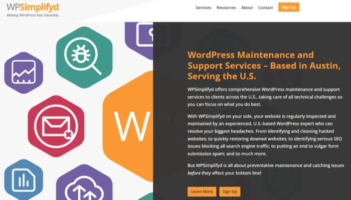 The WPSimplyfyd homepage.