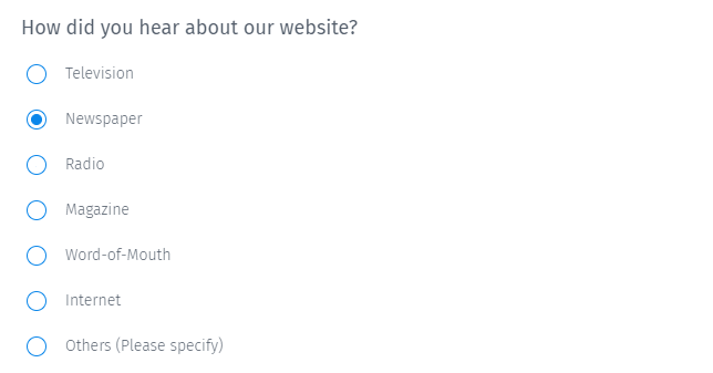 A multiple-choice survey question for market research .