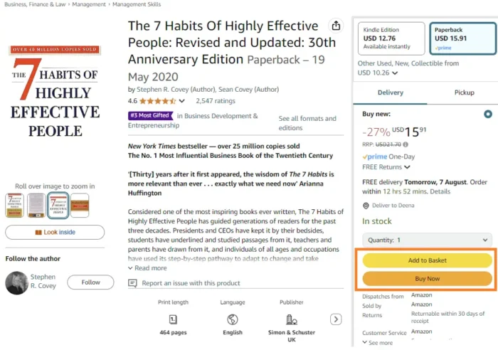 An Amazon product listing.