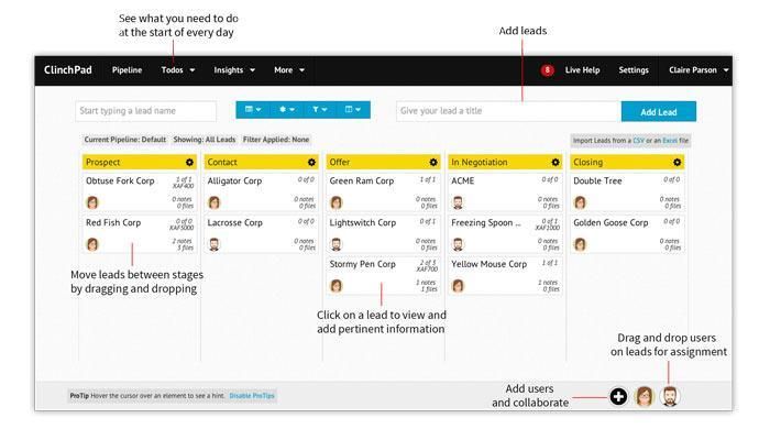 ClinchPad, a sales tool.