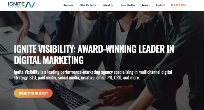 The Ignite Visibility webwsite.