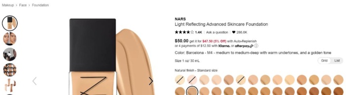 Nars light reflecting advanced skincare foundation.