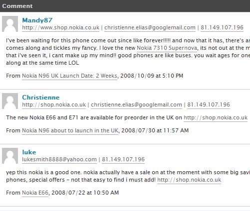 Examples of irrelevant comments.