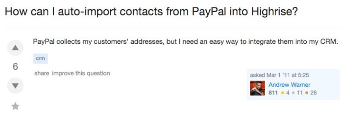 How can I auto import contacts from PayPal into Highrise Web Applications Stack Exchange