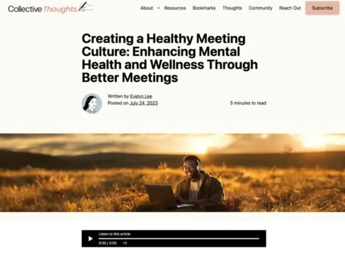 Accessibility on Collective Thoughts' website.