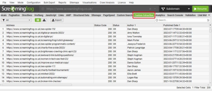 Custom extraction feature in Screaming Frog