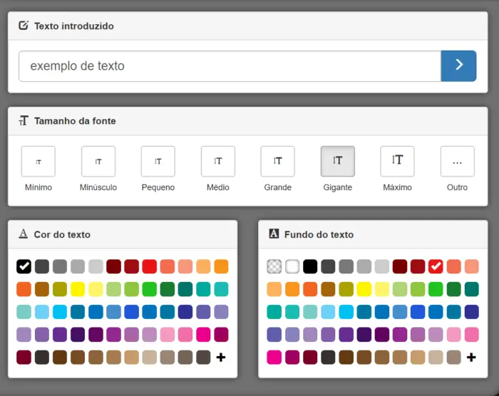 opções fontes para marca do conversor de letras
