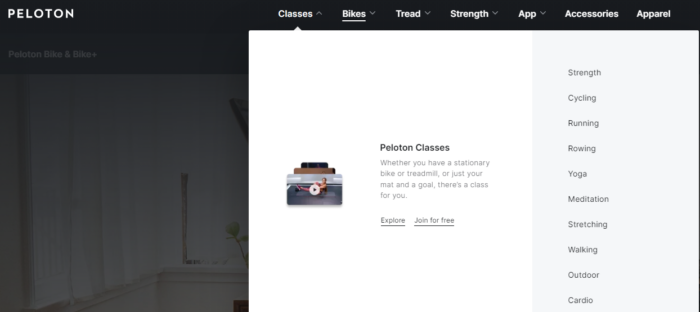list of Peloton classes