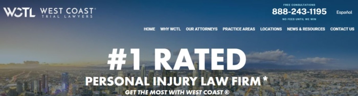 West coast trial lawyers homepage screenshot link building for lawyers