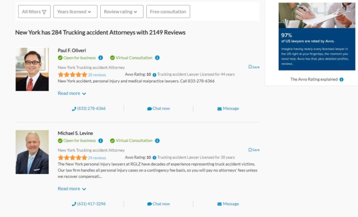 AVVO directory listing screenshot link building for lawyers