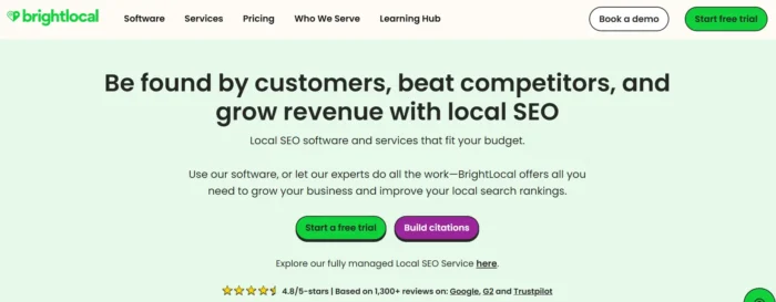 BrightLocal's homepage.