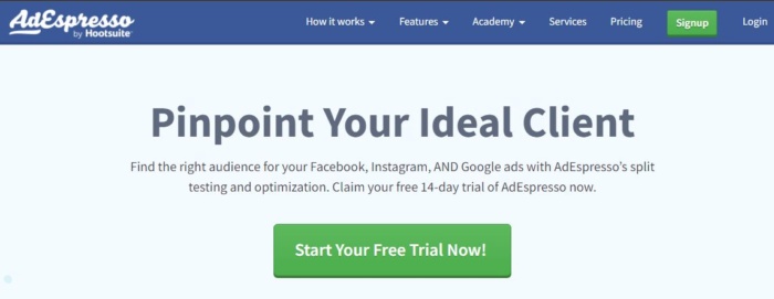 AdExpresso home page image search engine marketing