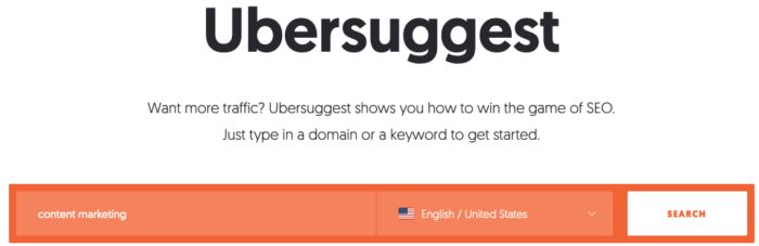 Ubersuggest keyword tool. 