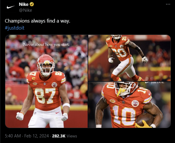 Nike X post of Super Bowl players