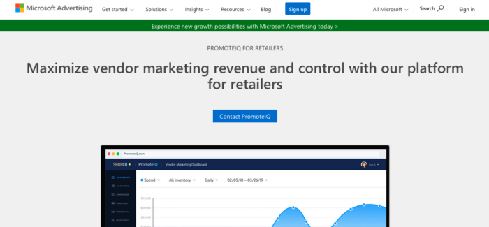 landing page for PromoteIQ