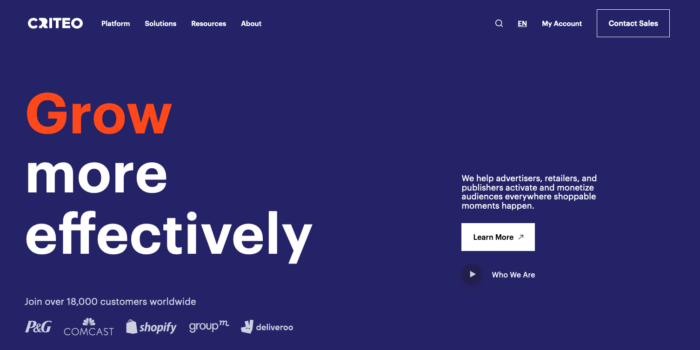 Criteo's website homepage