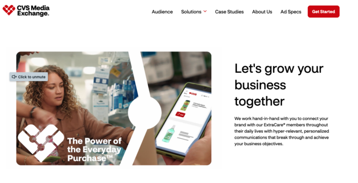 landing page for CVS media exchange