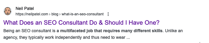 A title tagfrom the Neil Patel blog