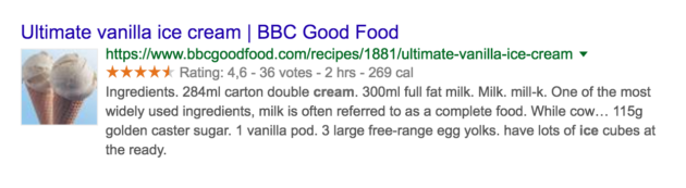 A rich snippet in Google.