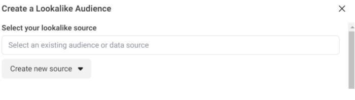 Création d'une audience sosie de 1 % sur Facebook.