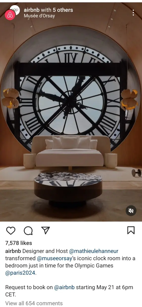 Example of storytelling on the Airbnb Instagram feed