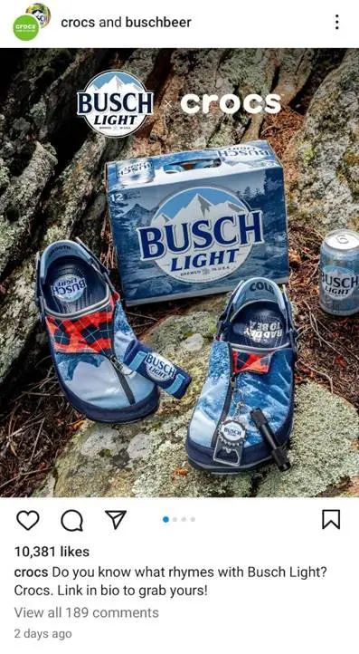 Crocs collaboration with Busch Light