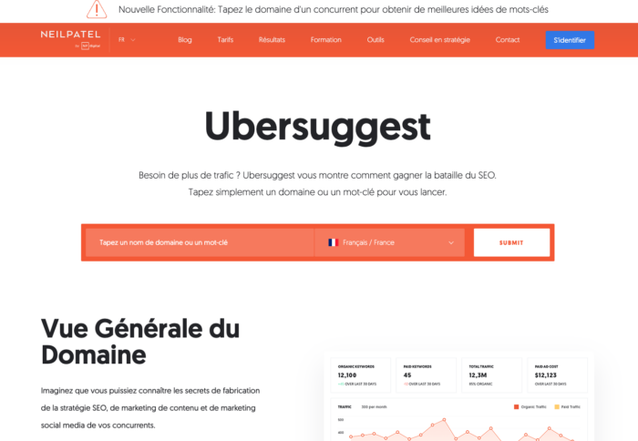 Ubersuggest homepage image search engine marketing