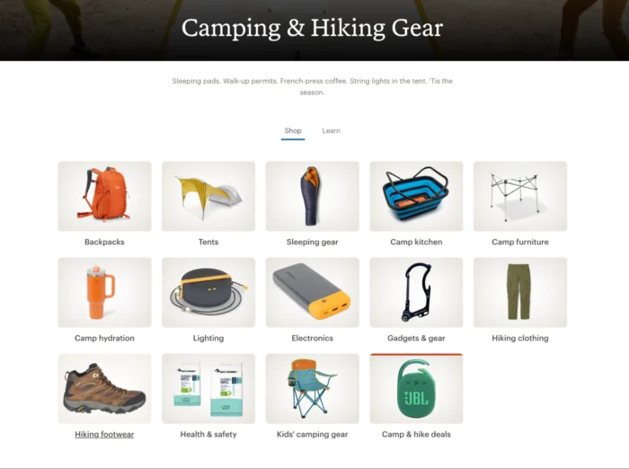 An example of a category listings page.
