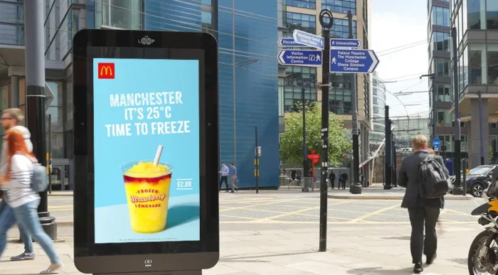 A digital out of home advertising billboard.