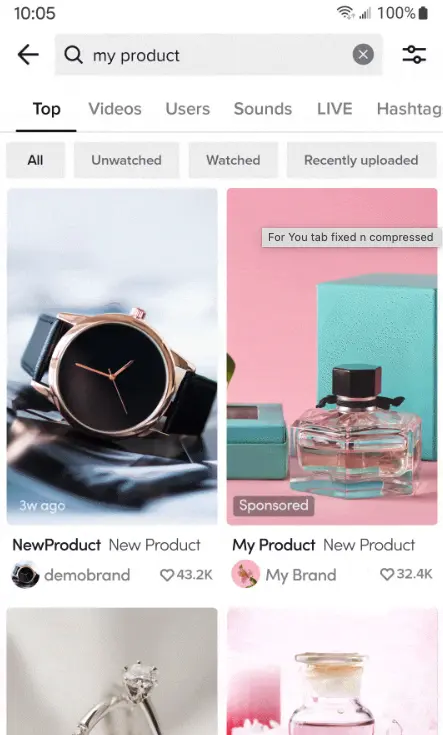 TikTok's Search Ads Toggle beta.