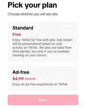 TikTok subscription plans.