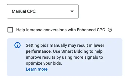 The manual bidding process in Google.