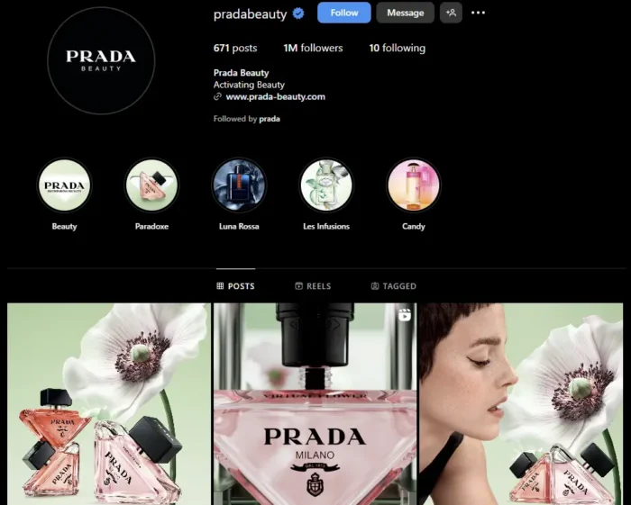 Prada's Instagram page.