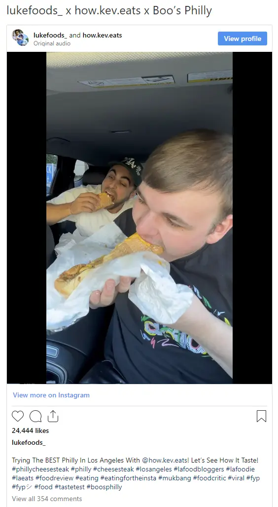 An Instagram collaboration between Luke Foods and How Kev Eats.