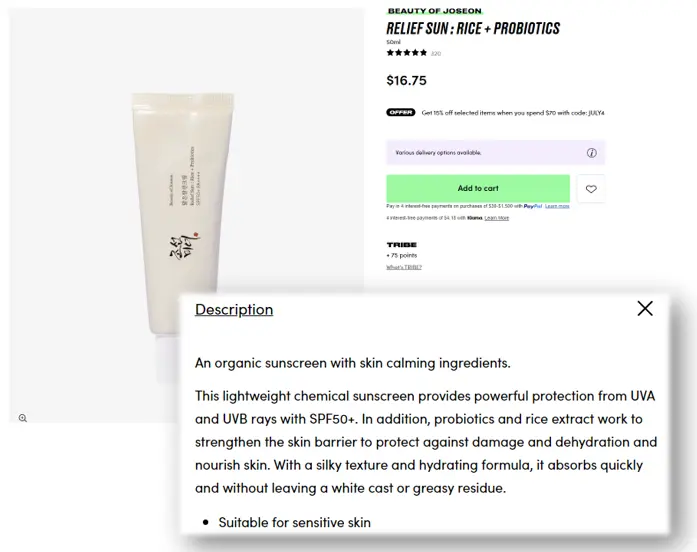 A product description from Beautybay.com