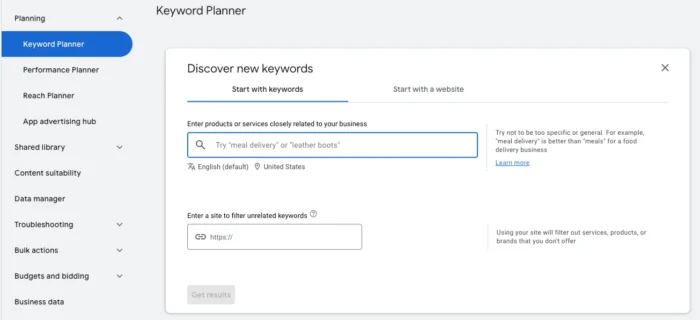 Google Keyword Planner.