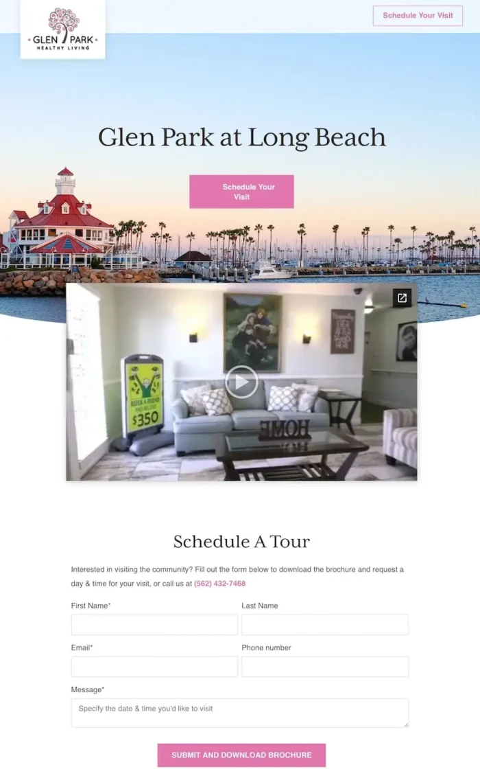 A landing page from Glen Park Healthy Living.