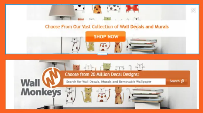 An A/B testing example from Wall Monkeys.