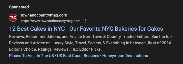 A small business PPC ad.