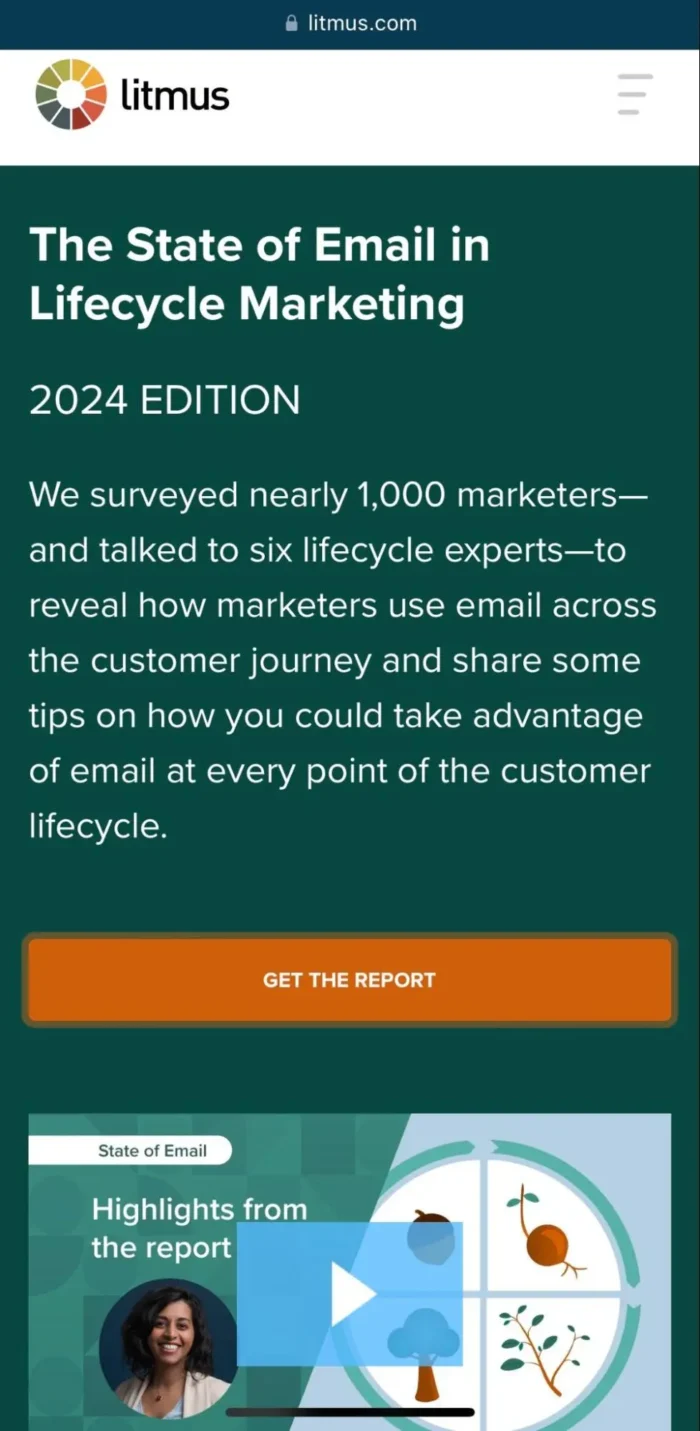 A landing page from Litmus.