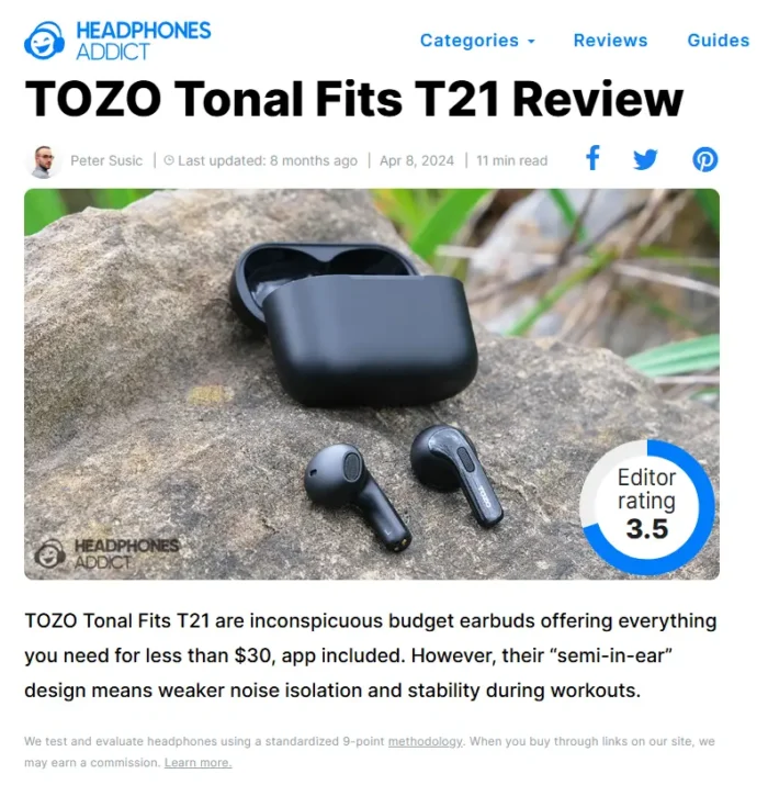 Affiliate marketing product review on Headphone Addicts