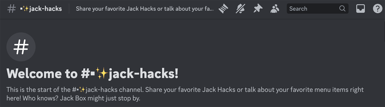 Jack in the Box's Discord Server with a channel for Jack Hacks.