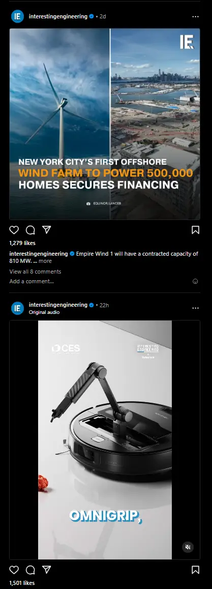 Interesting Engineering Instagram ad example. 