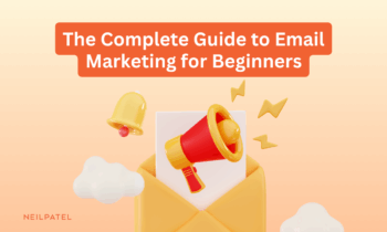 Illustration of an envelope opening with announcements and text that reads "The Complete Guide to Email Marketing for Beginners."